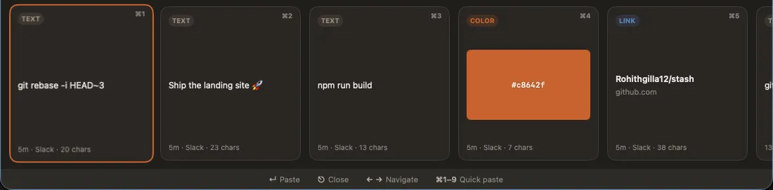 Stash clipboard history browser